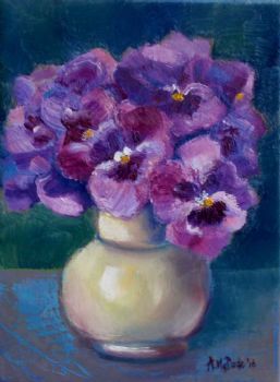 "Pansies In Yellow Vase"
