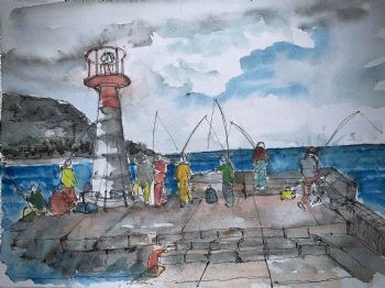"Fishing At Kalk Bay Jetty"