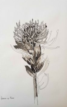 "Fynbos Ink Wash, 'Sufficient', Pincushion"