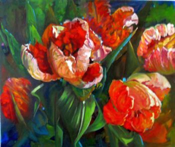 "Green Wave Parrot Tulips"