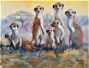 "Meercat Family in the Morning Sun"