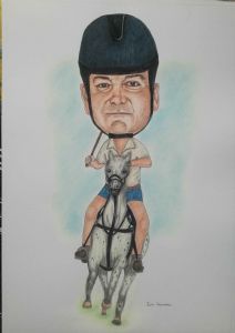 "Caricature Man on Horse"
