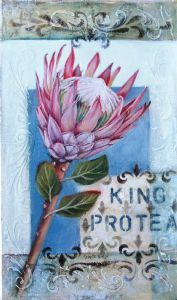 "Pink Protea,Stensil Detail"