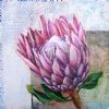 "Protea on Aged, Crackled Surface-Board"