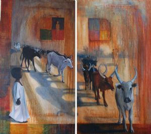 "Africa Weeps for Her Children; Diptych"