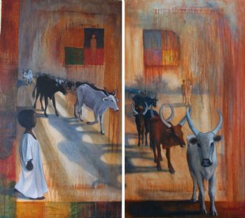 "Africa Weeps for Her Children; Diptych"