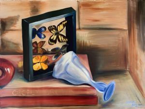 "Still Life with Butterflies and Book"