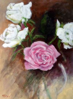"Roses in Pink and White"
