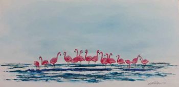 "Flamingos in the Water"