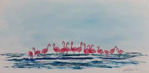 "Flamingos in the Water"