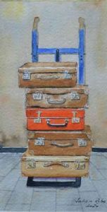 "Old Suitcases on Trolley"
