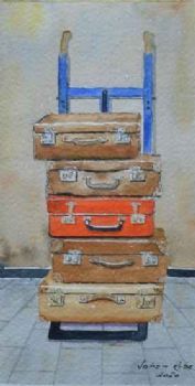 "Old Suitcases on Trolley"