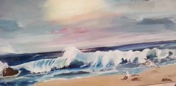 "Ocean with Seagulls"