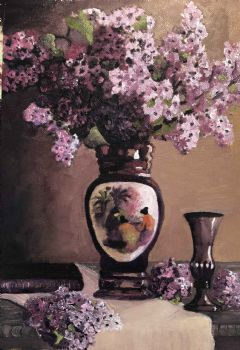 "Black Ming Vase and Pletranthus"