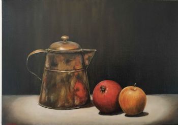 "Copper Kettle with Fruit"