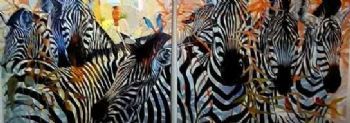 "African Zebra Mosaic Diptych"