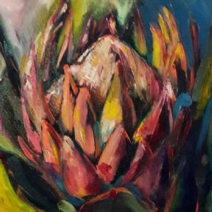 "Protea with Blue"