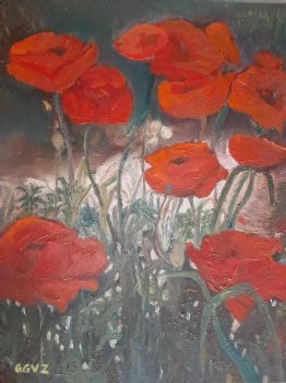 "Moody Redpoppies in the Dark"