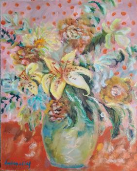 "Florals in a Green Vase"