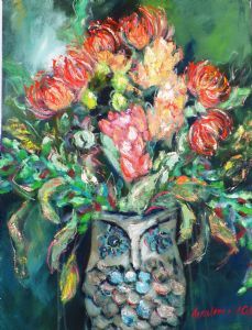 "Fynbos in an Owl Vase"