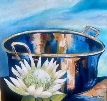 "Copper Vase with Protea"