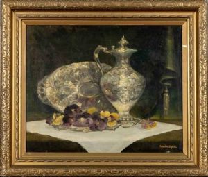 "Still Life of Silver Claret Jug "