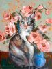 "Cat and Coral Roses"
