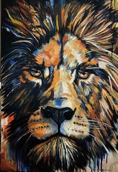 "African Lion Painting – Eyes of the Pride"