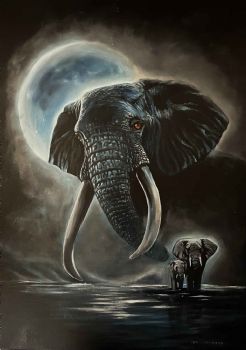 "African Elephant Painting – Matriarch's Path"