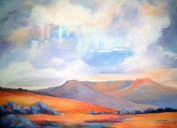 "Mountains aglow"