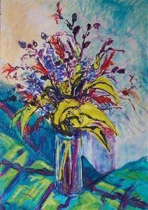 "Flowers in Glass Vase "