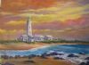 "Lighthouse in evening glow"