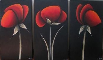"Red Poppies Triptych"