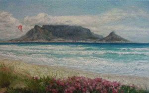 "Table Mountain from Dolphin Beach"