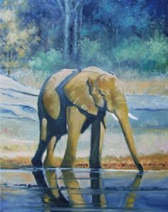 "Elephant Drinking"