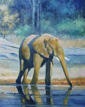 "Elephant Drinking"