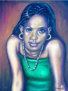 "African Girl Leaning on Table"
