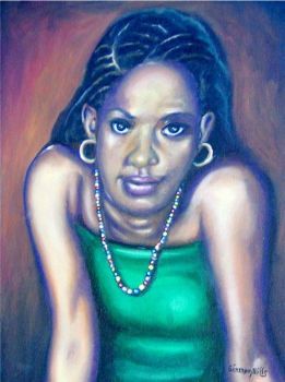 "African Girl Leaning on Table"