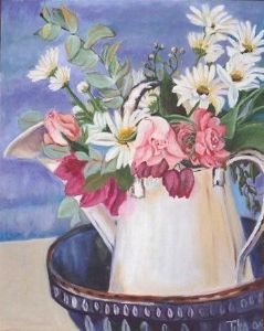 "Watercan with flowers"
