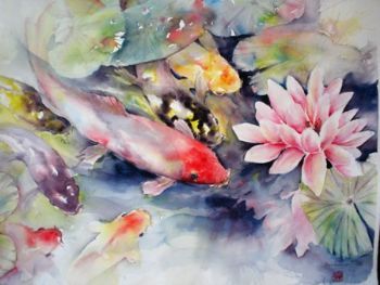 "Koi and Waterlilies"