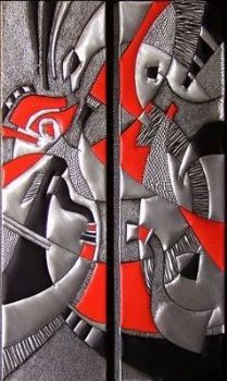 "Composition 2 & 3 with Red in Metal"