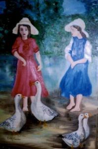 "Girls Feeding Ducks"