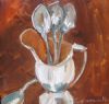 "Silver Jug with Sugar Spoons"