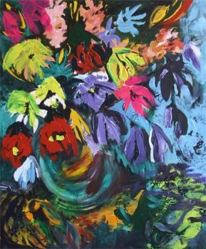 "Flowers in Green Vase"