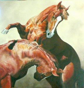 "Fighting stallions"