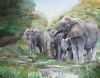 "Elephants Drinking by the Fountain"