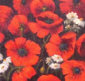 "Flanders Poppies and White daisies"