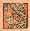 "Leopard - Coloured & Incised Woodcut Block 1/1"