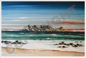 "Table Mountain beach scene"