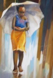 "Woman Walking Away From Rain"